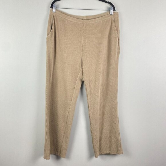 L L Bean Perfect Fit Knit Cords Corduroy Pants Womens XL Tan Straight-Leg - Picture 1 of 10